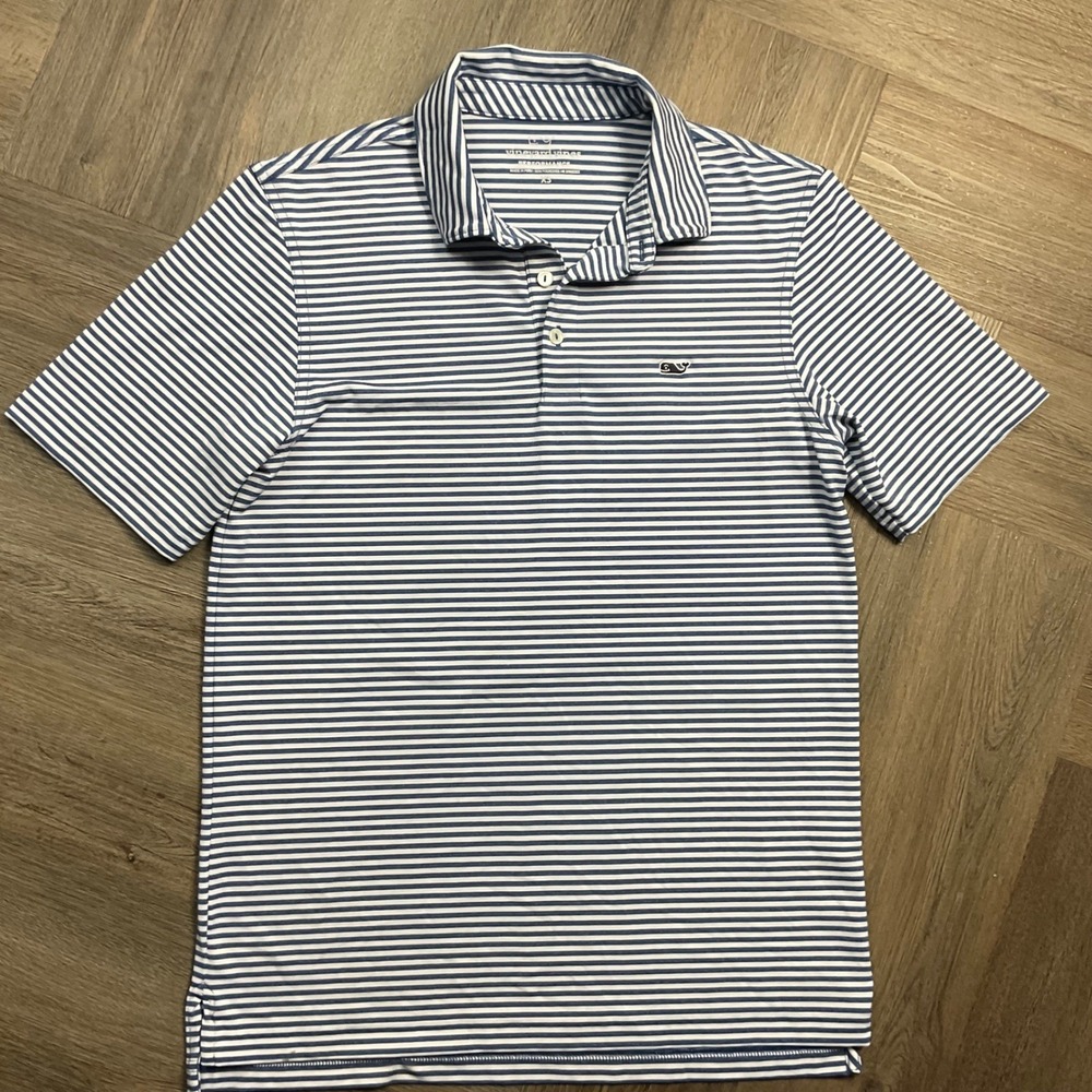 Vineyard Vines Performance Polo Shirt Mens XS Blue White Stripe Preppy Golf - Picture 2 of 7
